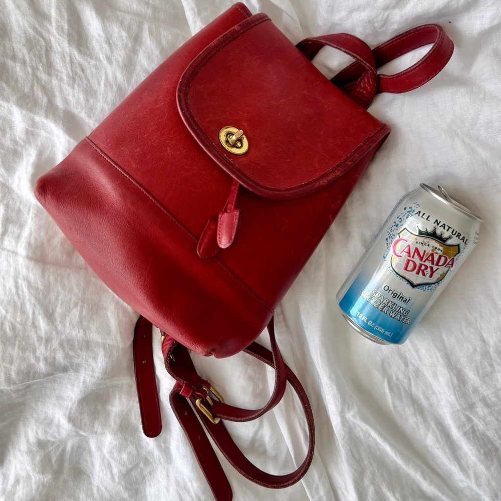 Vintage COACH Drawstring Backpack Red Mini